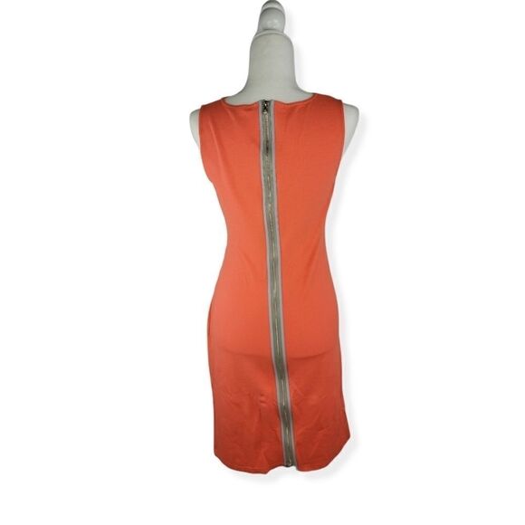 Kenneth Cole Orange Dress with exposed zipper and side Ruching Size 6 - Picture 2 of 4